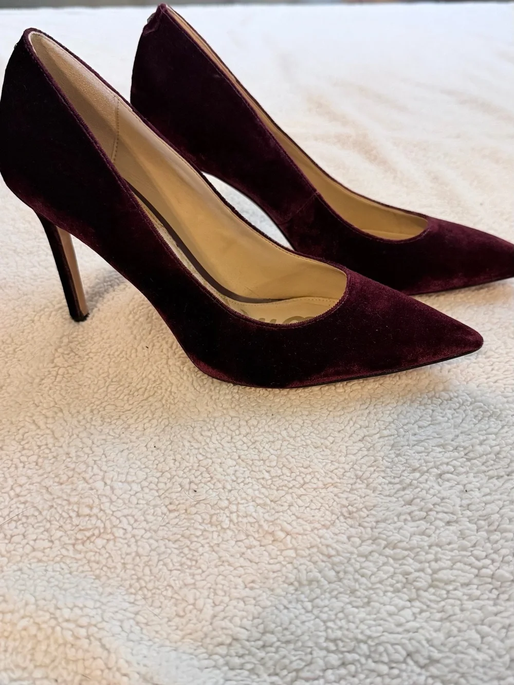Sam Edelman Burgundy Velvet Pointed Pumps - Picture 2 of 5